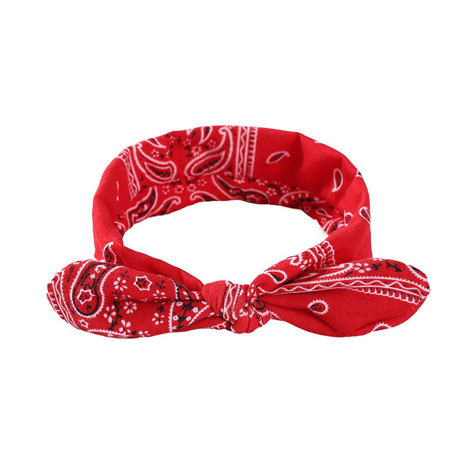 Dalrosia Women Bandana Headband with Bow Paisley Cute Summer Hair Accessories Wide Knotted Headband Bow Turban Headwraps