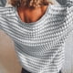 thumbnail image 4 of Gibobby Suéteres de invierno de punto Suéter para mujer Cuello en V Manga larga Casual Bloque de color Punto Vacaciones Invierno Suelto Jumper Tops (Gris, S), 4 of 5