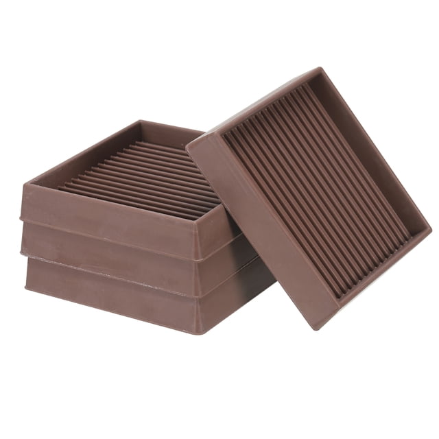 Uxcell Copas de muebles de goma cuadradas antideslizantes para proteger el suelo de los pies de los muebles, cama, sofá, silla, marrón 3"x3"