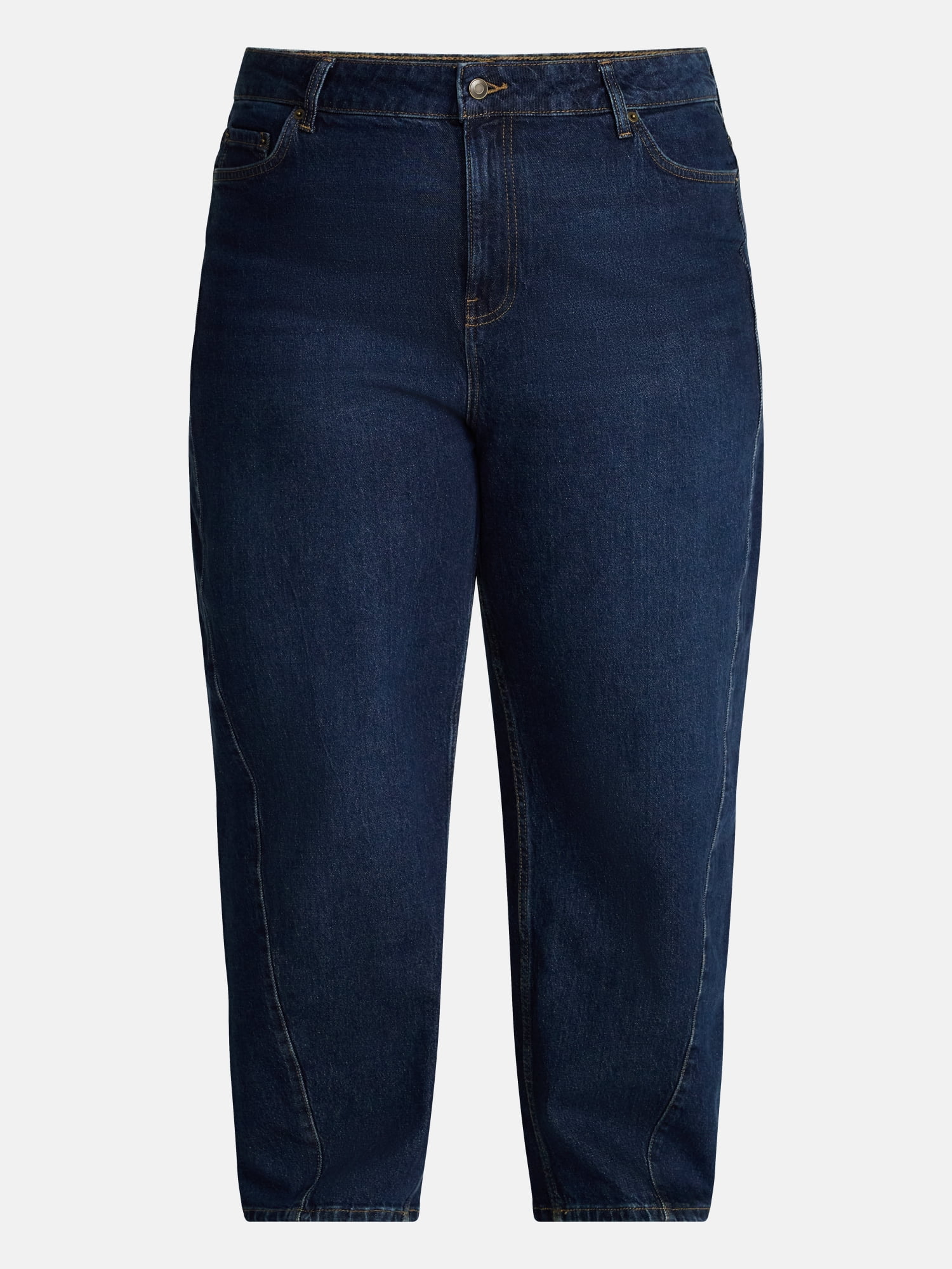Terra & Sky Women's Plus Mid Rise Barrel Jeans, 30” Inseam, Sizes 16W-24W