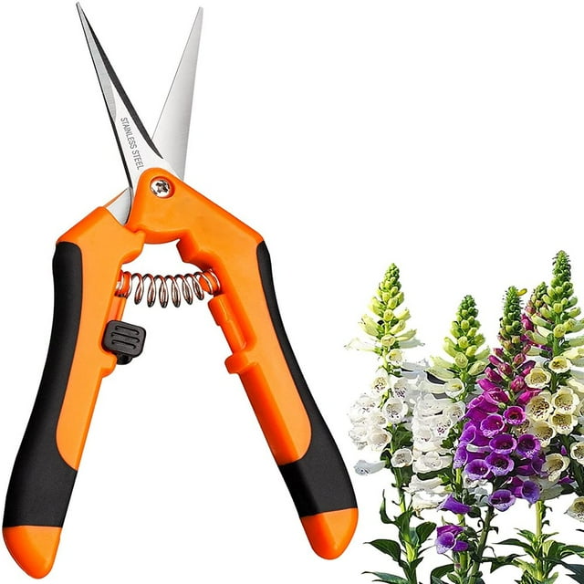 MesaSe Pruning Shears | 1 Pack | Garden Shears | Straight Stainless Steel Blades Gardening Tools | Gardening Hand Pruner | Precision Garden Tools | Orange Color.