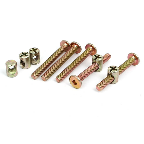 M6x50mm Hex Socket Drive Head Furniture Connecting Bolts w Barrel Nuts 5/10/20 Sets