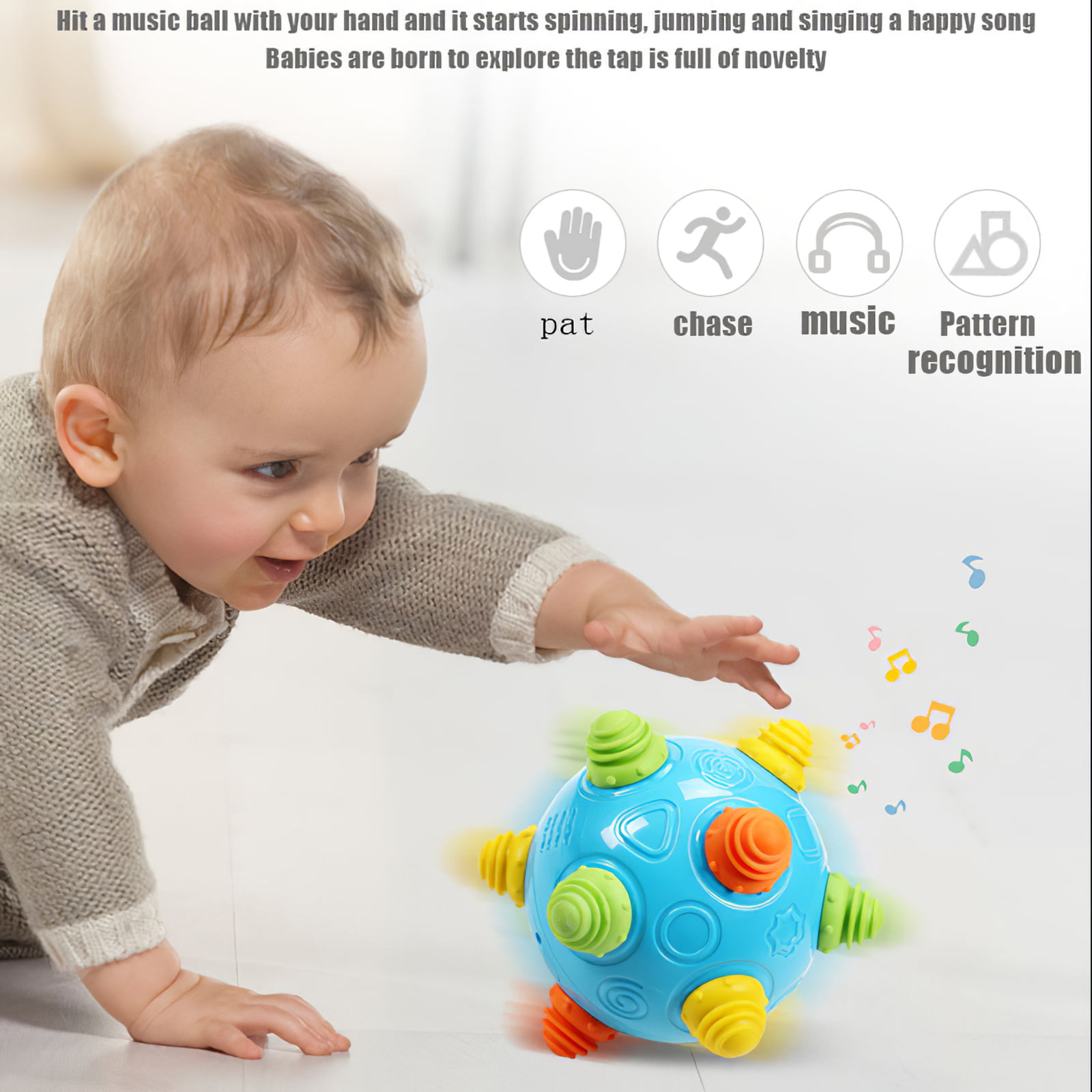 DQTYE BPA Free Baby Music Shake Dancing Ball Bouncing Jumping Sensory Developmental Toy Activation Early Educational Game for Kids Toddlers 