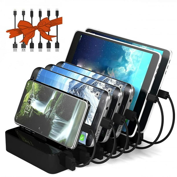 Chargeknight - Estación de carga para múltiples dispositivos, 50 W, 6 puertos USB, cargador familiar