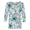 thumbnail image 4 of 3/4 Sleeve Blouses for Women Dressy,Womens 3/4 Sleeve Tops and Blouses Casual Floral Print Cute Tunic Top Crewneck Loose Fit Soft Dressy T Shirts, 4 of 5