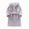 thumbnail image 7 of Children's Plush Coral Fleece Bathrobe,Cozy Hooded Robe with Belt,Cute Print,for Kids Toddlers 2-12 Years,Warm After-Bath Loungewear Toddler Pajamas Gibobby,Grey,Size 7-8T, 7 of 7