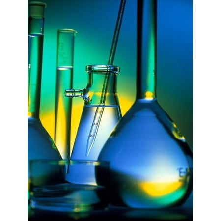 Selection of Glassware Used In Chemical Research Print Wall Art By Tek