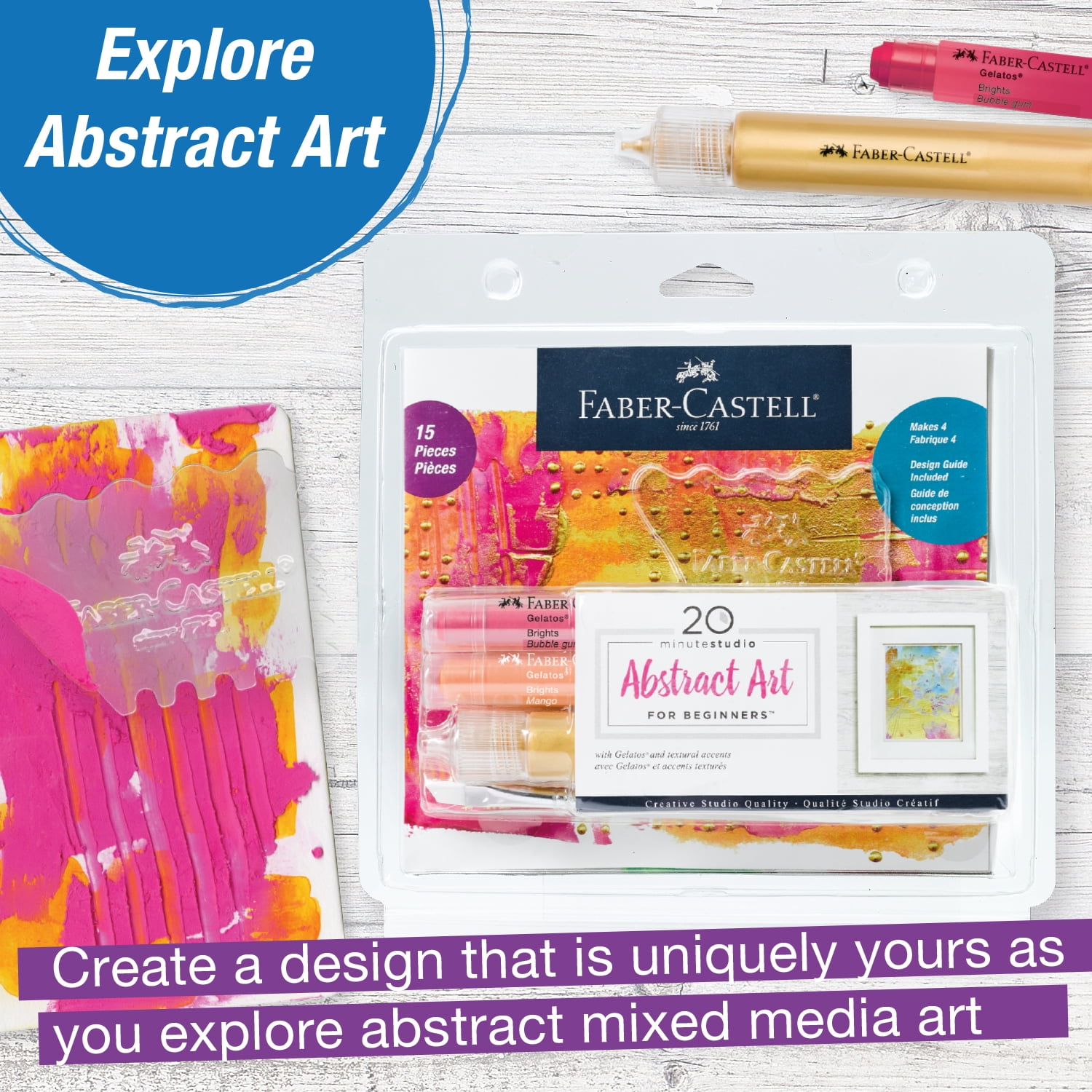 Faber-Castell 20 Minute Studio Abstract Art Set for Beginners – 15 Piece Set