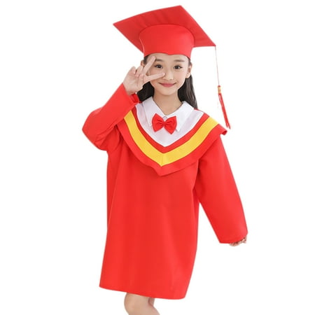 

Child Kids Boys Girls Preschool Kindergarten Graduation Gown with Bowknot Cap Set with Tassel Little Girls Crop Top 18months-baby Girl Clothes Ruffle Pants for Babies Baby Blanket Material Preemie