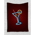 thumbnail image 1 of Bar Tapestry, Cocktail Glass on a Brick Wall Pub Urban Night out Nightclub, Wall Hanging for Bedroom Living Room Dorm Decor, 60W X 80L Inches, Burgundy Azure Blue Yellow Dark Pink, by Ambesonne, 1 of 2