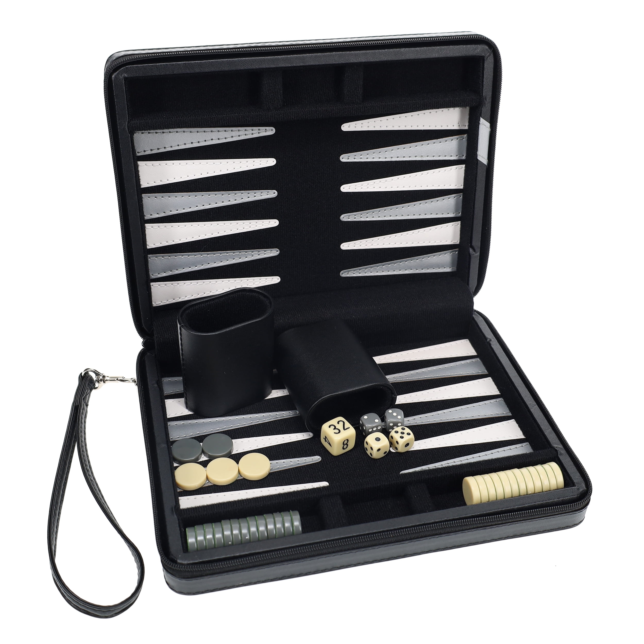 WE Games Magnetic Backgammon Set with Leatherette Case - Travel Size
