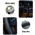thumbnail image 3 of EIMELI Fiber Leather Car Steering Wheel Cover For Round and D Type, Universal 14.5-15.5 in Breathable Anti Slip Auto Steering Wheel Covers for Car Truck SUV, Black Blue, 3 of 7