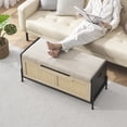 thumbnail image 3 of BeesClover Rattan Storage Bench with Cushion, 39.4 Inch Entryway Bench with Storage for Bedroom, Shoe Storage Bench Chest, End of Bed Bench with Side Handles, 3 of 7