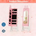 thumbnail image 3 of Costway Kids Jewelry Cabinet Standing Children Jewelry Organizer with Full-Length Mirror Pink, 3 of 9
