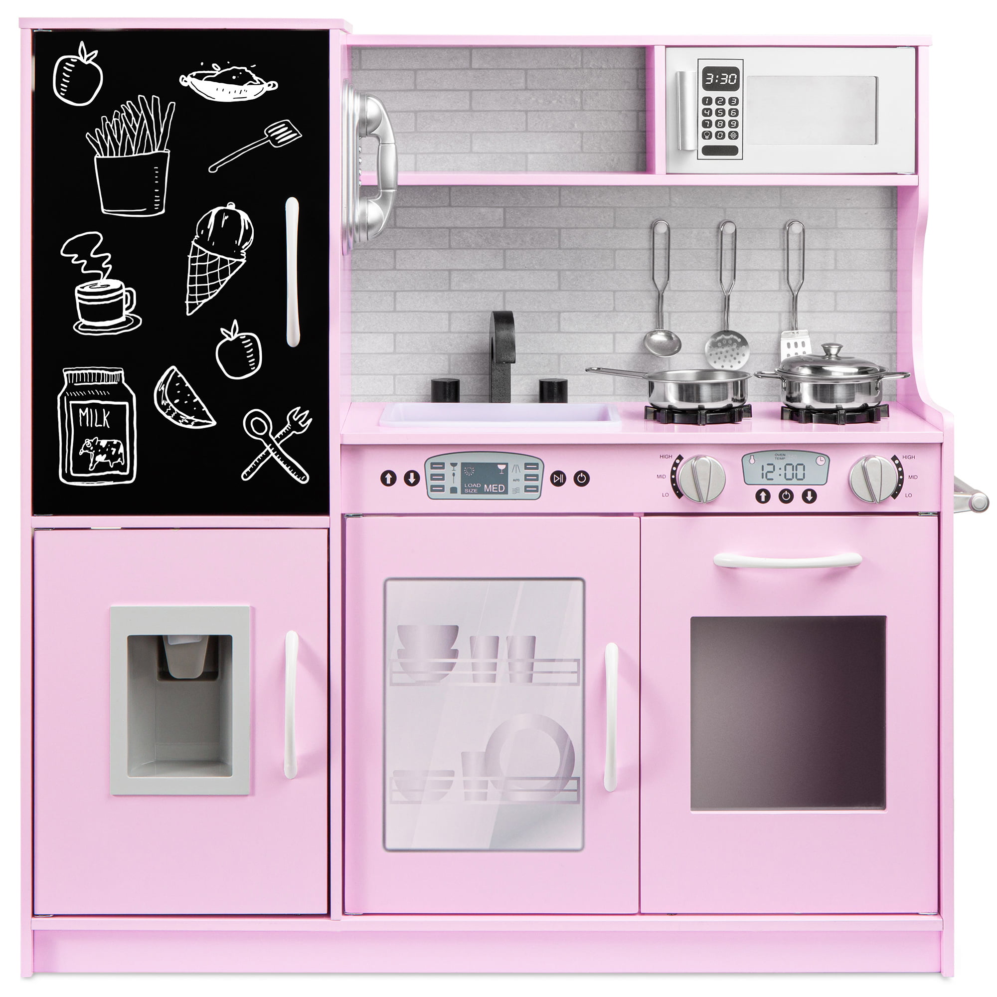US Kids Large Kitchen Playset Girls Boys Pretend Cooking Toy Play Set Pink Gift 