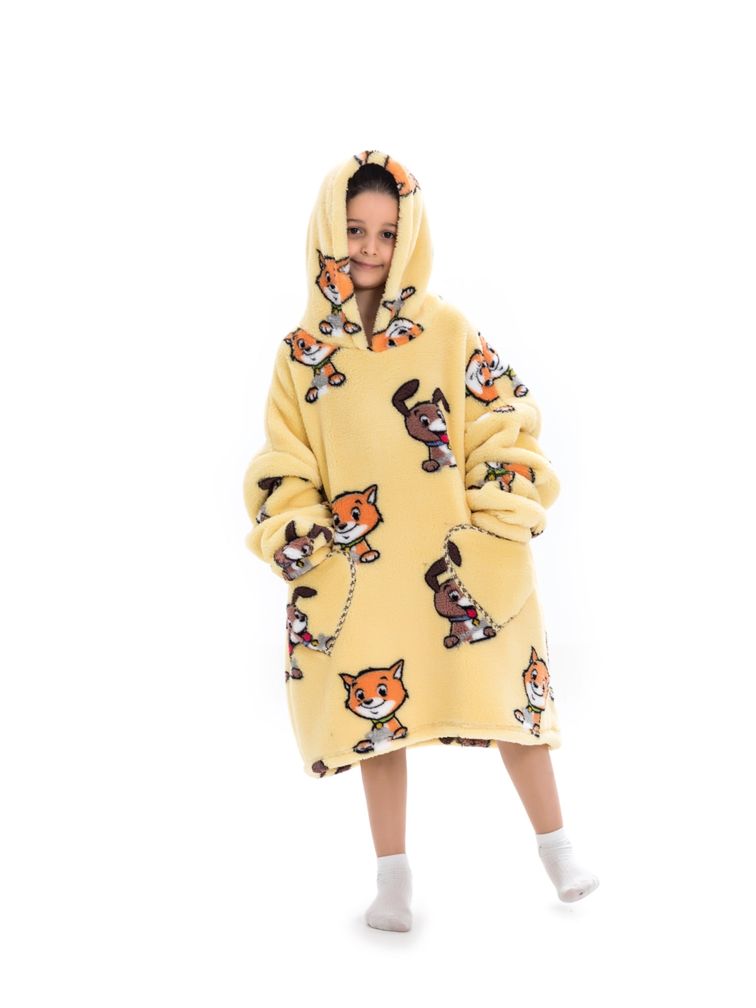 Oversized Hoodie Blanket Wearable Blanket Sweatshirt Plush Warm Cozy Fleece Top for Women Men Kids