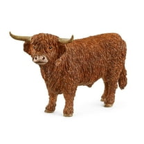 Schleich Farm World - Realistic Highland Bull Cow Animal Figurine - Highly Detailed & Durable Farm Animal Toy - Fun & Educational Play for Boys & Girls - Kids Ages 3 
