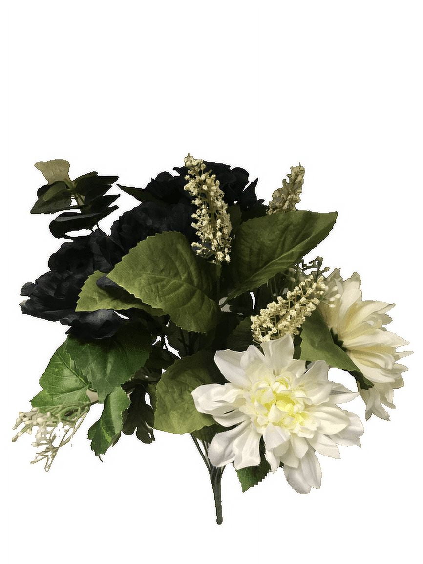Mainstays 20" Navy Peony Blue Hydrangea Cream Dahlia Artifical Flower Bouquet