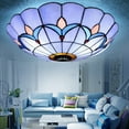 thumbnail image 2 of Loyalheartdy 12" Vintage Tiffany Style Pendant Lamp Stained Glass Chandelier Flush Mount Flower Ceiling Light E27, 2 of 10