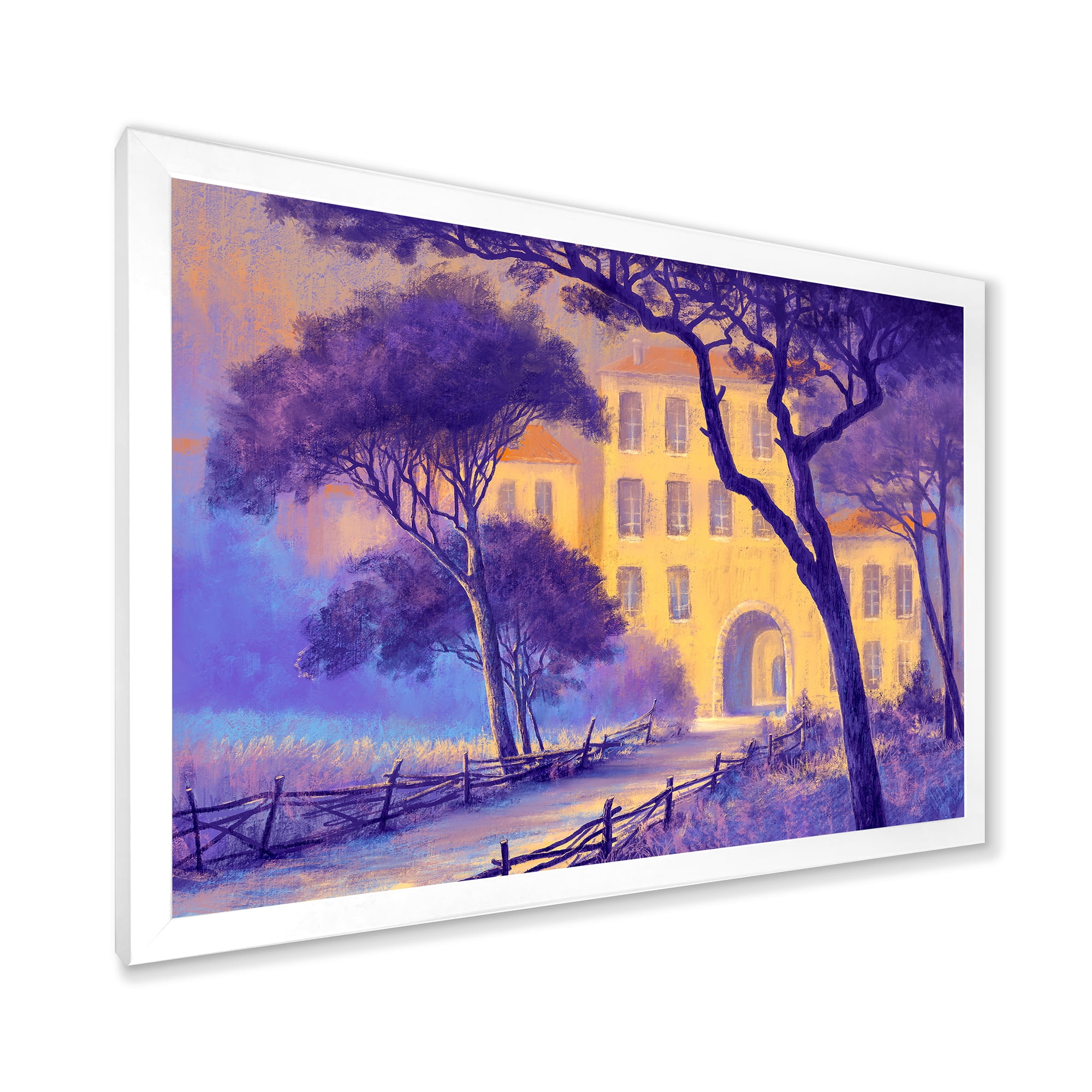 Designart 'Street Landscape OF Footpath & Trees In A City' Traditional Framed Art Print