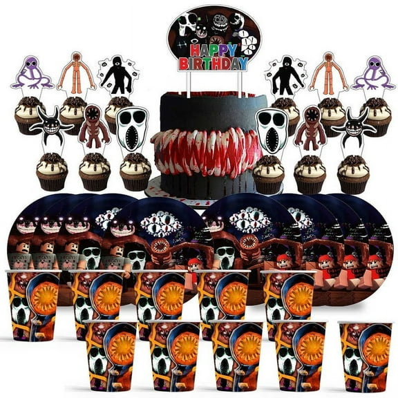 Doors Figure Birthday Cups Party Supplies Plates Fans Decorations Cake Topper Decor