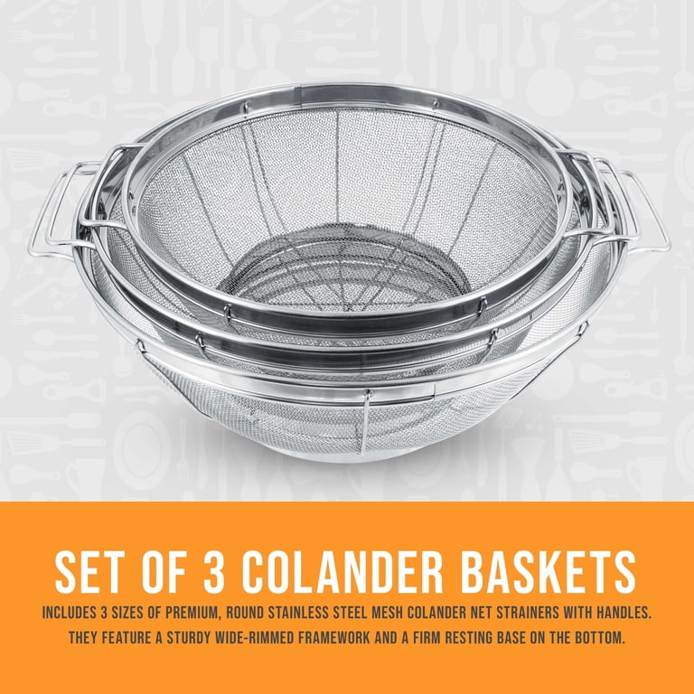 U.S. Kitchen Supply 3-Piece Stainless Steel Colander Set photo 7