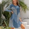thumbnail image 5 of Fall Dresses for Women 2024, Cozy Knitted Blue Chevron Womens Fall Dresses Long Sleeve Casual Tie Waist Clothes, Womens Fall Fashion 2024 Midi  Dresses Outfits with Pocket, 5 of 6