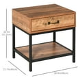 thumbnail image 3 of HOMCOM Bedside Table with Drawer Nightstand with Shelf and Metal Base, Teak, 3 of 10