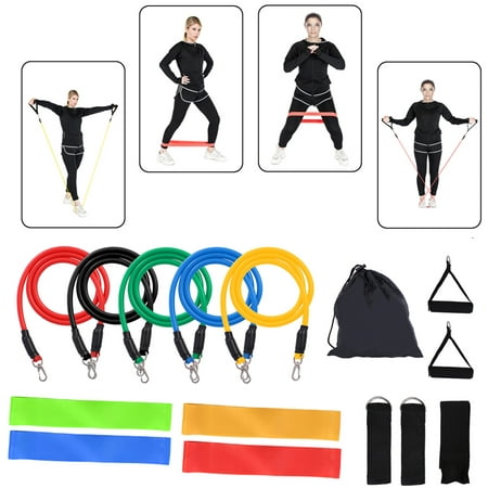 Zimtown 15 in 1 / 5 in 1 Resistance Bands Set, with Door Anchor, Ankle Strap & Carrey Bag, for Resistance Training, Physical Therapy, Home Workouts, Yoga,