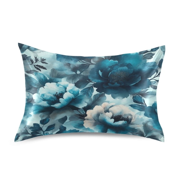 Satin Pillowcase Soft and Smooth Pillow Case for Hair and Skin Teal Elegant Floral Pattern