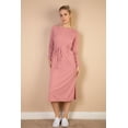 thumbnail image 2 of French Terry Midi Dress with Long Sleeves and Tie Front, 2 of 11