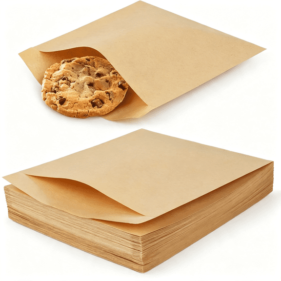 BPPEG 200 Pack Paper Cookies Bags with Seal Stickers,5X6 Inch Grease Resistant Cookie Sleeves Small Brown Bakery Bags for Packaging Donuts,Brownies,Treats,Snacks,Baked Goods