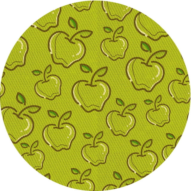 Ahgly Company Tapis d'Intérieur Lavables en Machine, Ronds, Transitionnels, Vert Jaune Foncé, Ronds de 6 Pi