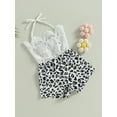 thumbnail image 3 of Wassery Baby Girls Short Jumpsuit Sleeveless Tie-up Halterneck Leopard Print Patchwork Summer Bodysuit, 3 of 8