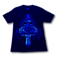 thumbnail image 4 of Skull holding Vertical Sword with Metal Nose Ring Glow in the Dark 4D Caballo T-Shirt, 4 of 7
