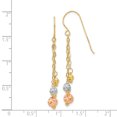 thumbnail image 2 of 14k Tri Color Gold Diamond Cut Beads Dangle Earrings Drop, 2 of 6
