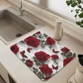 thumbnail image 6 of Dish Drying Mat Absorbent Dish Drainer Kitchen Counter 15.7x11.8inch Dish Drying Pad for Countertops Sinks Draining Racks Roses and Butterflies Pattern, 6 of 9