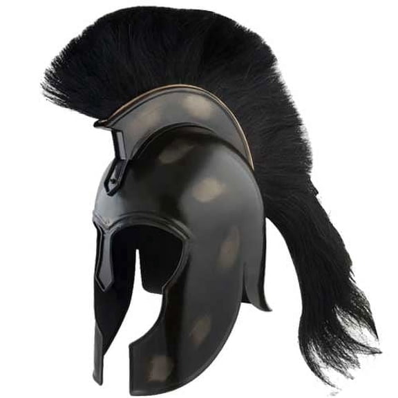 Achilles Trojan Helmet Replica Myrmidon Carbon Steel w Black Crest Plume