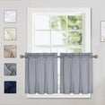 thumbnail image 1 of Haperlare Kitchen Curtains Farmhouse Embossed Textured Soft Microfiber Blackout Tier Curtains for Cafe Bathroom, Gray, 30"W x 24"L 2 Panels, 1 of 8