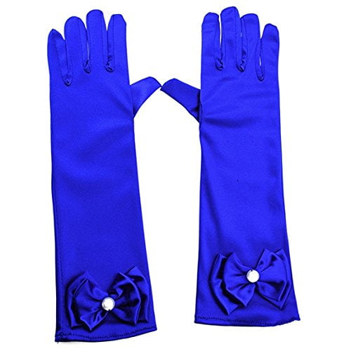 LPeach Kids Satin Bowknot Formal Gloves Girls Princess Costume Gloves