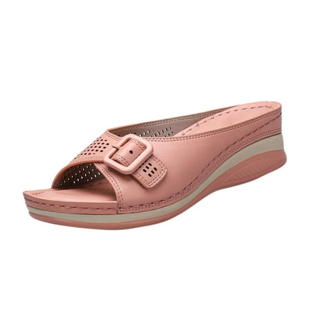 

knqrhpse slippers for women Fashion Platform Hollow Buckle Round Toe Sandals And womens slippers house slippers for women