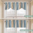 thumbnail image 4 of Blue Brown Beige Tie Up Valance Curtains for Windows, Kitchen Curtains Window Shades, Boho Farmhouse Abstract Stripes Art Light Filtering Roman Curtain Valances for Bedroom/Bathroom/Cafe 42"x18", 4 of 9