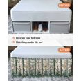 thumbnail image 7 of Retro Butterfly Wrap Around Bed Skirts for Queen Bed 16" Drop, Bed Skirt with Adjustable Elastic Belt Dust Ruffle Bed Valance for Bedroom Hotel Luxury Green Spring Floral Botanical Bed Frame Cover, 7 of 7