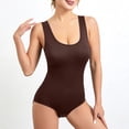 thumbnail image 2 of WMTBSRSW Women's Seamless Shapewear Bodysuit Shaping Mid-Thigh Body Shaper Seamless U Neck Full Body Shaper with Open Crotch Coffee XX-Large, 2 of 7