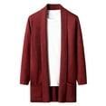 thumbnail image 2 of Dxzfnsa Cardigan Sweaters for Men Men's Casual Solid Color Long Sleeve Coats Open Front Long Sleeve Knit Coats with Pockets, 2 of 3