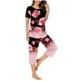 thumbnail image 2 of Womens Pajama Sets Plus Size,Women's Short Sleeve Sleepshirt And Pants Sets Loungewear Pajamas With Pockets on Clearance, 2 of 6