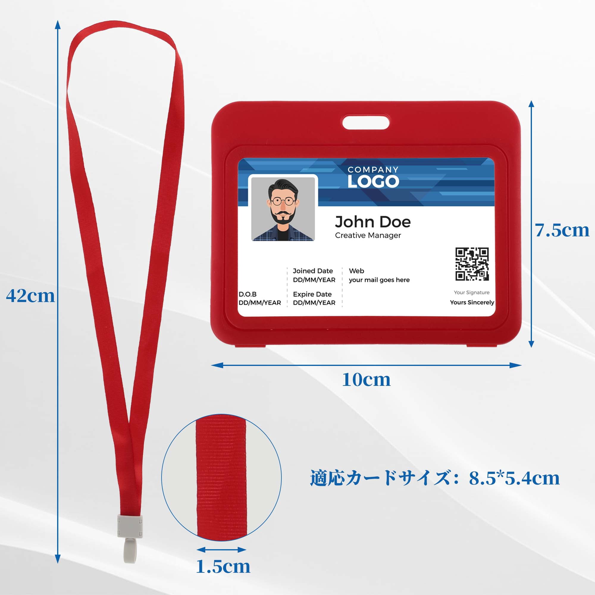 Unique Bargains Lanyards for ID Badges Leather Clear Card Holder with Lanyard Red