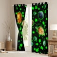 thumbnail image 3 of Feelyou Earth Planet Curtains Pack of 2 (52x84 Each), Neon Green Stars Window Curtains, 3 of 6