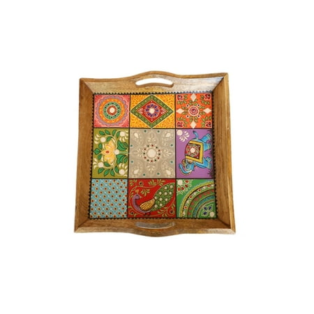 

Cottage Handicraft Handiwood Tray an Epitome of Heritage with Free Elephant Gift