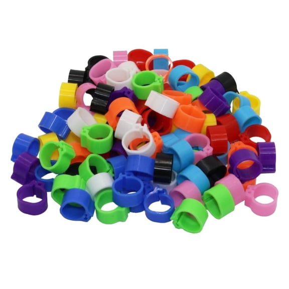 100PCS Clip snap Bird Leg Bands Parrot Finch Canary Grouped , 7 Multi-color